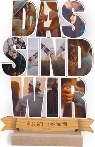 Personalisiertes Foto-Holzbild "Das sind wir" - Ideales Geschenk für Geburtstage